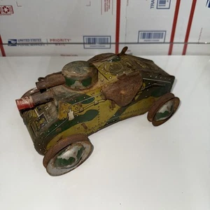 Vintage MARX Toys Army Tank Corps E12 Litho Wind Up Tin Military Toy - USA For Parts - Bild 1 von 13