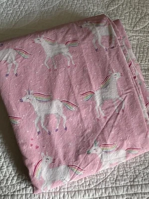 Pottery Barn Kids радужный розовый пододеяльник с единорогом F/Q полная двуспальная кровать - Изображение 1 из 4