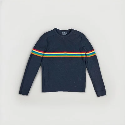 Vintage Demetre Pure Virgin Wool Medium Black Stripe Ski Pullover Sweater Multi - Image 1 of 4