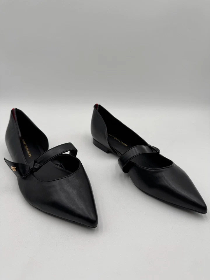 Tommy Hilfiger Venny Black Pointed Toe Flats With Strap Womens Shoes size 10 - Image 1 of 4