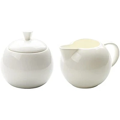 Juego de azucarero y crema de porcelana blanca pura con tapa crema Servi Foto 1 de 4