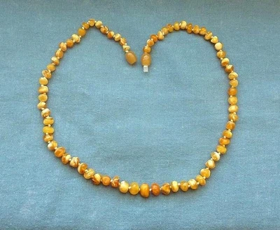 Bernstein butterscotch Bernsteinkette 44cm Naturbernstein Barockkugeln weißgelb - Bild 1 von 4