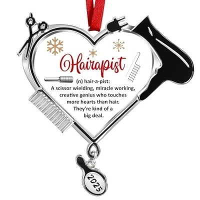 Adorno de estilista para árbol de Navidad peluquería regalos para plata grande Foto 1 de 4