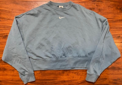 Sudadera NIKE de gran tamaño recortada cuello redondo mediana azul polar DJ7665-440 TALLA M Foto 1 de 4