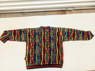 VTG Coogi Wool Multicolor 3D Knit Sweater Hip Hop Men’s Size Small  - Image 1 of 4