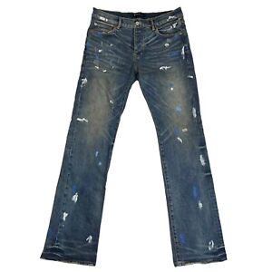 NEW Purple Brand Slim Boot Jeans P004 Men’s 33x33.5 Paint Splatter Distressed