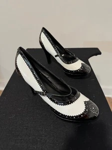CostumeFlapper Platform Saddle Pumps Adult Women Heels Shoes 414/FLAPPER size 10 - Picture 1 of 6