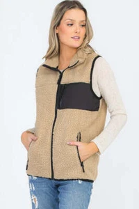 UNISEX WOMENS SHERPA FLEECE VEST TOP JACKET - Picture 1 of 15