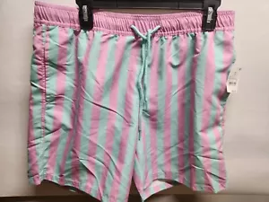Pantalones cortos de natación Mad Engine para hombre talla MEDIANA aguamarina y púrpura forrados a rayas - Imagen 1 de 6