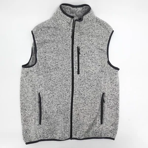 Free Country Vest Mens Large Gray Fleece Full Zip Sleeveless mock Neck Pockets - Picture 1 of 12