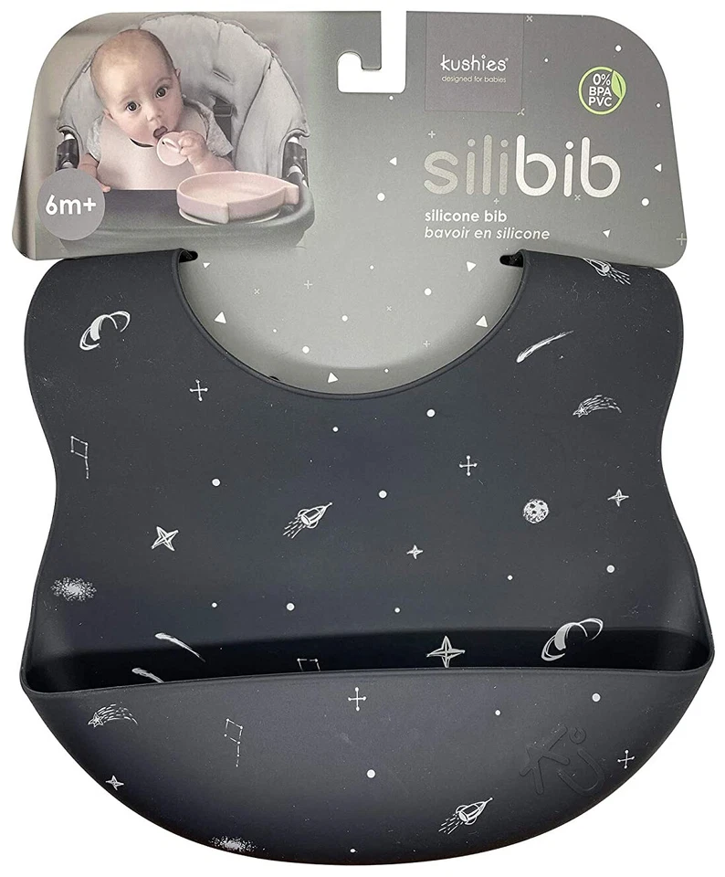Babero de alimentación Kushies SiliBib ajustable de silicona impermeable con bolsillo 533566 Foto 1 de 1