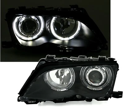 EAGLE EYES Angel Eyes Scheinwerfer für 3er BMW E46 Limo + Touring Schwarz - Bild 1 von 4