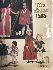 Vintage Little Vogue # 1565 Sewing Pattern Childrens Dresses Size 4 ~ UNCUT - Picture 1 of 9