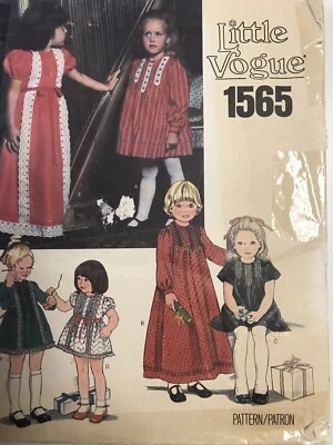 Vintage Little Vogue # 1565 Sewing Pattern Childrens Dresses Size 4 ~ UNCUT - Image 1 of 4