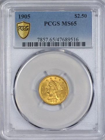 1905 $2.50 Liberty Head Gold Quarter Eagle PCGS MS65 - Attractive Lustrous Gem Cover