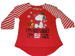 Peanuts Snoopy I'm Not Short I'm Elf Size Girls X-Large 14/16 Shirt New - Picture 1 of 1