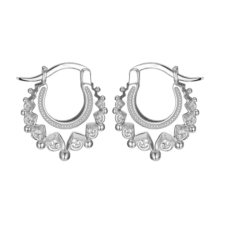 Pendientes de aro criollos gitanos victorianos de plata esterlina 925 finos para dama Foto 1 de 1