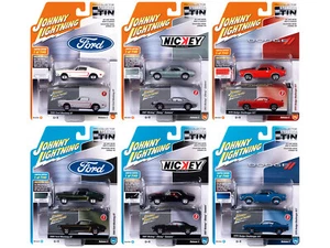 COLLECTOR'S TIN 2021 RELEASE 3, SET OF 6 CARS 1/64 BY JOHNNY LIGHTNING JLCT008 - Picture 1 of 9