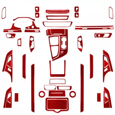Kits completos de cubierta interior de fibra de carbono roja de 75 piezas para Audi Q7 SQ7 4M 2016-19 Foto 1 de 4