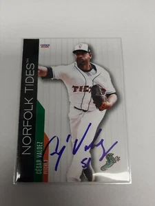 2021 César Valdez Norfolk Tide Baltimore Orioles tarjeta autografiada en persona - Imagen 1 de 2
