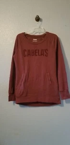 CABELA'S Womens Sweatshirt Size Medium Maroon Long Sleeve Front Pockets NEW - Picture 1 of 7