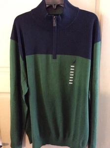 NEW Mens Shirt Top Blue & Green Henley 1/4 Zipper Long Sleeve Rugby XXL/2X/2XL - Picture 1 of 12