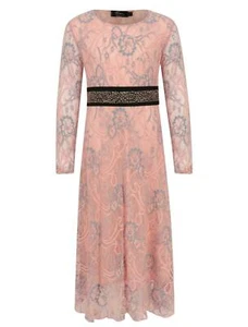 Girls Maxi Dress Kids Floral Long Sleeve Holiday Abaya Islamic Top Wedding Party - Picture 1 of 3