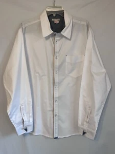 CARBON 2 COBALT Herren Large 100% Baumwolle weiß Langarm Hemd mit Knopfleiste - Bild 1 von 8