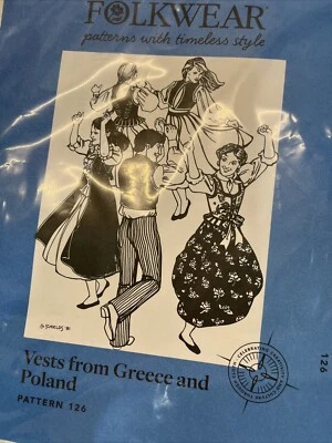 Greek Polish Vest Men Women Costume Sewing Pattern Folkwear Vtg 82 LARP - Image 1 of 4