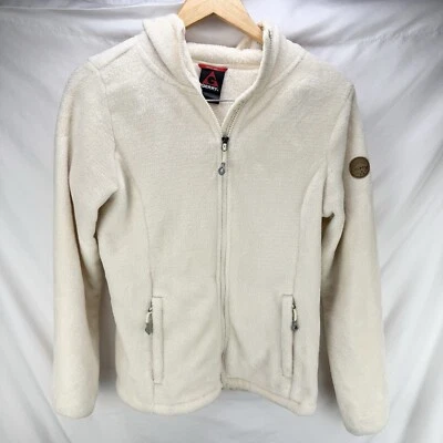 Gerry Plush Fleece Womens Medium Off White Hooded Jacket Full Zip Soft Cozy - Image 1 of 4