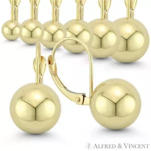 4 mm bis 10 mm polierte hohle Kugel Perle Hebel Tropfen Ohrringe in 14k Gelbgold - Bild 1 von 8