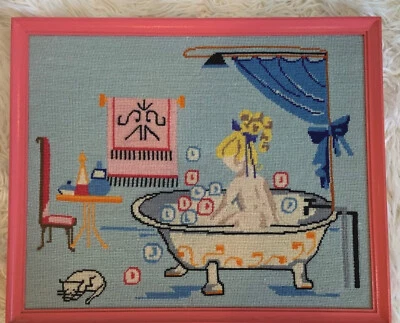 Dulce Vintage Niña Decoración de Pared Colgante Punta de Aguja Divertido Baño Gato 19x16 Foto 1 de 4