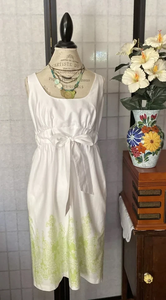 Vestido de sol de verano de algodón forrado Democracy nuevo con etiquetas para mujer 12 borde floral lima Foto 1 de 4