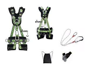 Fallschutz SET Auffanggurt Haltegurt Klettergurt Bandfalldämpfer Seile Nach DIN - Picture 1 of 17