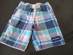 Abercrombie Blue Plaid Madras Board Shorts Size Kids Large - Picture 1 of 8
