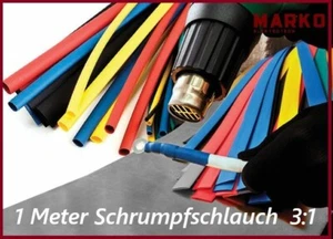 1 Meter Schrumpfschlauch Schrumpfrate 3:1 mit Kleber Größen & Farben zur Auswahl - Bild 1 von 14