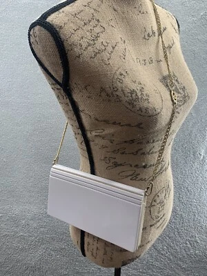 Ipes Creation Vintage Crossbody Bag Clutch White Gold Chain Modernism Design - Image 1 of 4
