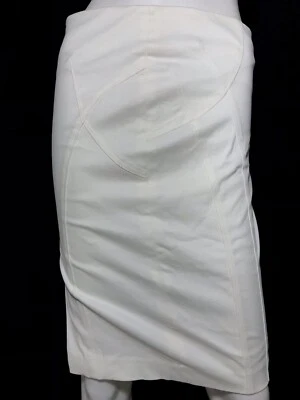 Saia feminina Marciano lápis elástico zíper branco comprimento do joelho algodão tamanho 0 - Imagem 1 de 4