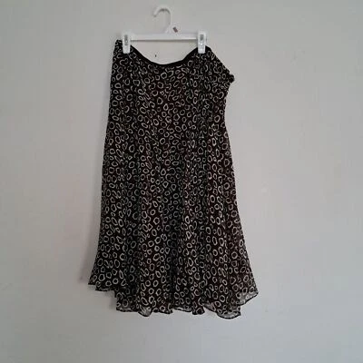 Jones New York Collection Mujer Midi Seda Acampanada Falda Marrón Estampado Animal Talla 16 Foto 1 de 4