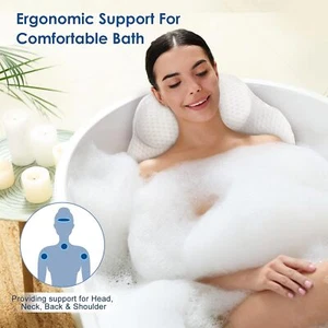 3D Mesh Bath Pillows Tub Designed for Head Neck and Back Support Bathtub Pillow - Picture 1 of 7