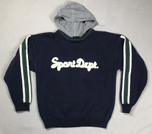 VINTAGE Gap Logo Sweater Youth Size Large Sport Dept KNIT Hoodie Blue 90s - Picture 1 of 20