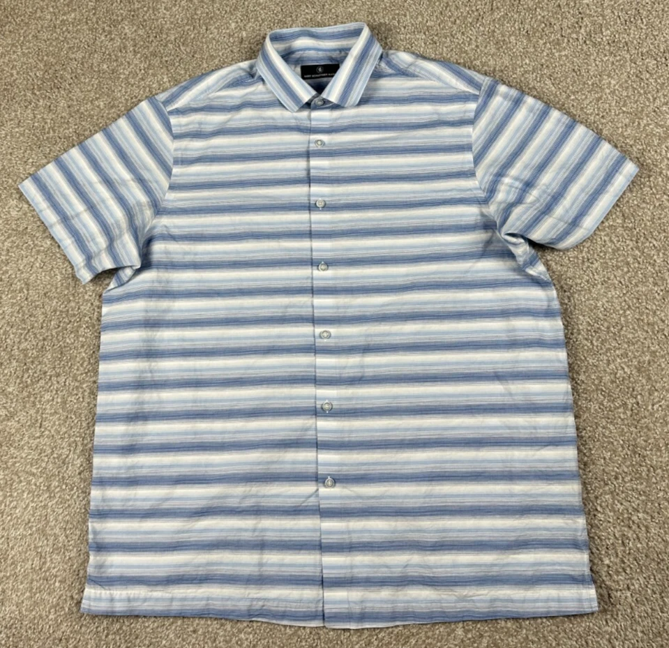 Camisa Hart Schaffner Marx Para Hombre Extra Grande Blanca Azul Manga Corta Abotonada XL Foto 1 de 4