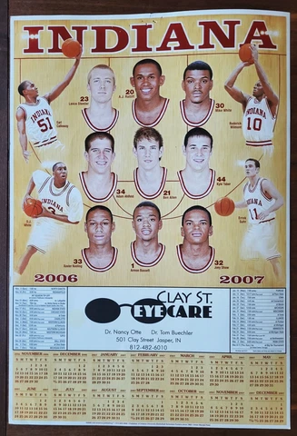 VINTAGE 2006-07 Indiana University Hoosiers Basketball Schedule Poster Calendar Cover