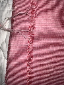 NOS 3.4ydL x 48"W red&white micro-striped thin cotton fabric - Picture 1 of 7