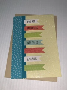 Hallmark *missing Ribbon* Congrats Card: Woohoo Fantastic Way To Go Amazing - Picture 1 of 7