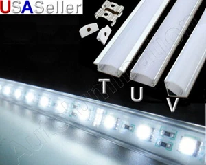Aluminum LED Strip Fixture Channel Under Counter Cabinet Light Kit T U V Angle - Picture 1 of 7