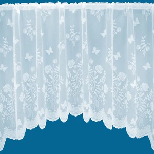 Country Garden Butterfly Jardiniere Net Curtain - Slot Top - Sold By The Metre - Picture 1 of 3