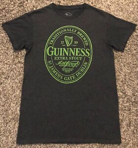 Guinness Beer St. James's Gate Classic Green Oval Logo Men's Gray T-Shirt S