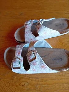 Hausschuhe, Pantoletten, Graceland, Gr 33 weiß rosa Glitzer, verstellbar - Bild 1 von 6