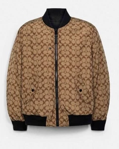 NWT Coach Reversible Signature Ma 1 Jacket Black Khaki Medium 3089 - Picture 1 of 11